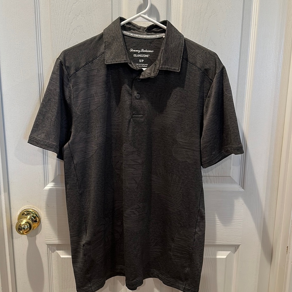Tommy Bahama Island Zone gray Polo Shirt Men's Small Short Sleeve